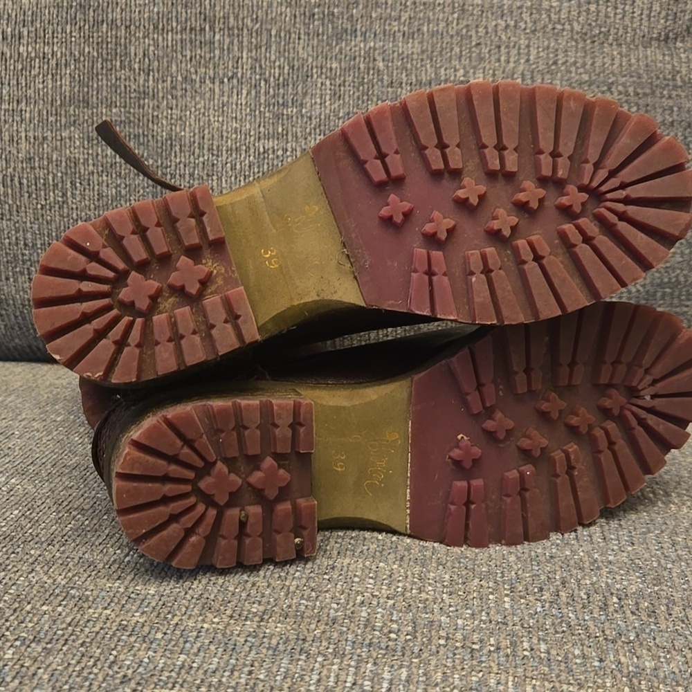 Felmini Burgundy Leather Ankle Booties-Size 39 8.5 - Picture 9 of 12